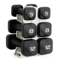 Tone Fitness 50 LB Neoprene Dumbbell Set with Storage Rack - Non-Slip, Anti-Roll Hand Weights for Home Gym Workouts - Black