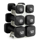 Tone Fitness 50 LB Neoprene Dumbbell Set with Storage Rack - Non-Slip, Anti-Roll Hand Weights for Home Gym Workouts - Black