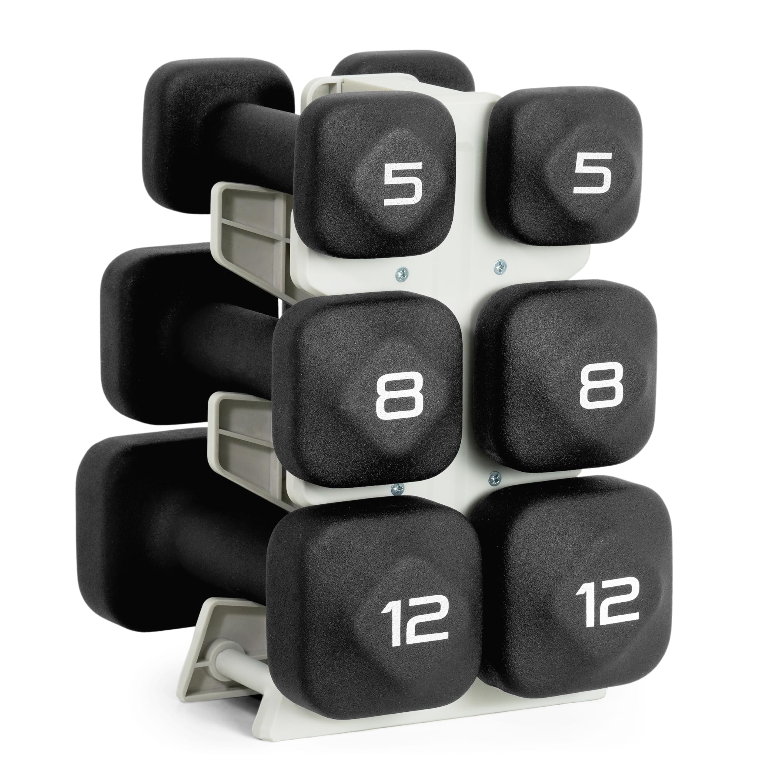 Tone Fitness 50 LB Neoprene Dumbbell Set with Storage Rack - Non-Slip, Anti-Roll Hand Weights for Home Gym Workouts - Black