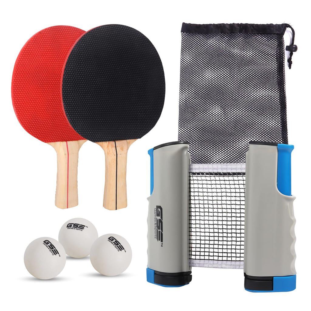 Gse Complete Ping Pong Game Set With Retractable Ping Pong Net & Post, 2 Paddles & 3 Ping Pong Balls. Anywhere To-Go Table Tenni