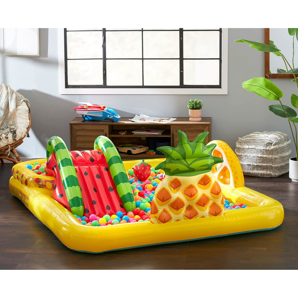 Intex 57158Ep Fun'N Fruity 8Ft X 6.25Ft X 4In Outdoor Inflatable Kiddie Pool Water Play Center With Water Slide, Sprinklers And