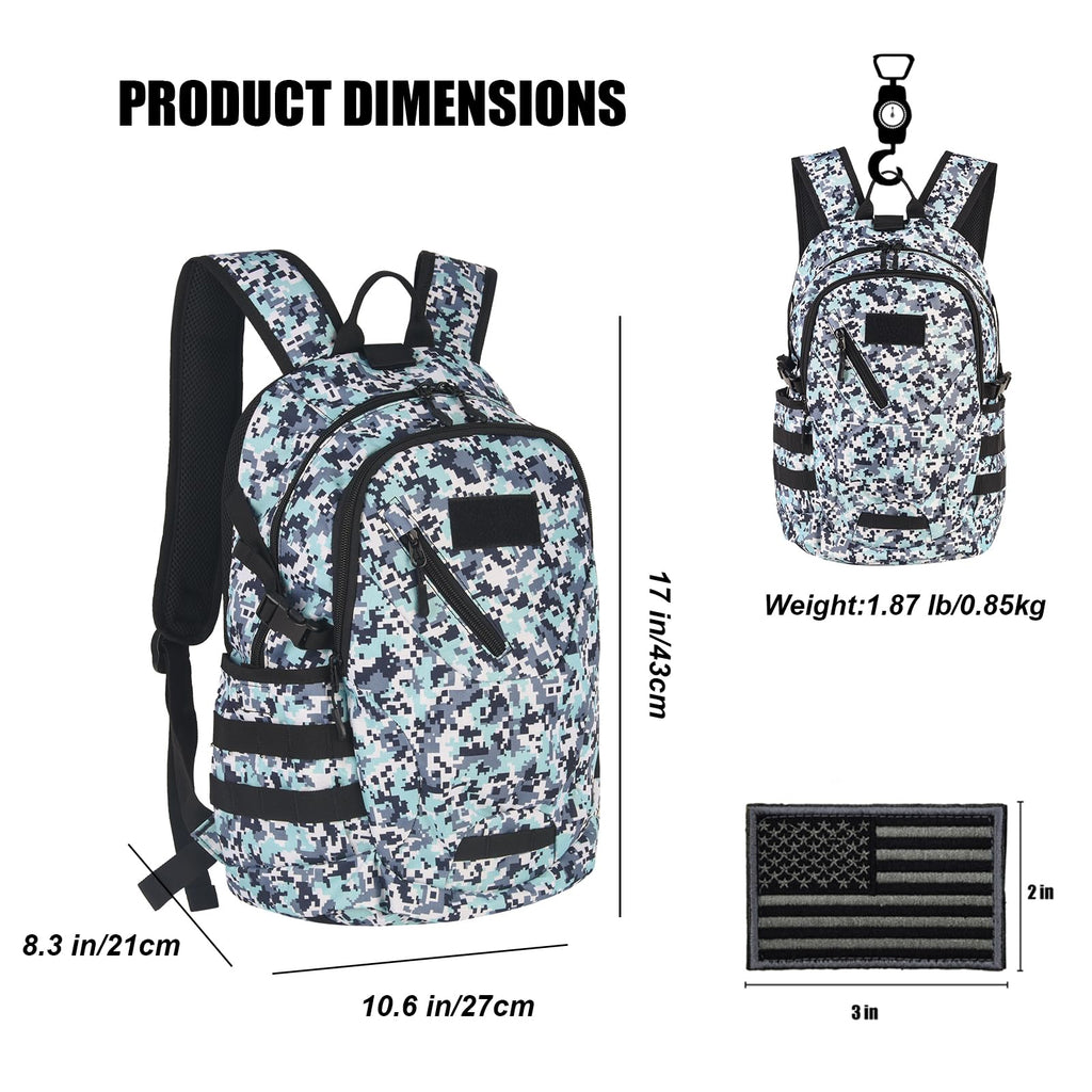 Arcenciel 15L Motorcycle Backpack Tactical Bag Rucksacks For Outdoor Camping Trekking Hunting With Patch(Blue)