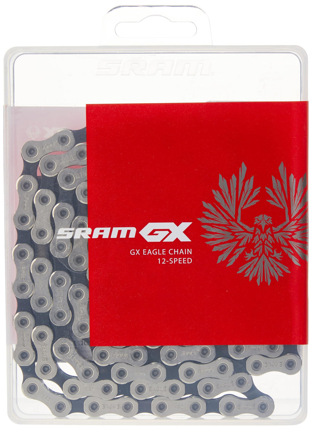 Sram Gx Eagle Hollow Pin 12-Speed Chain 126 Links With Powerlock, Silvergray
