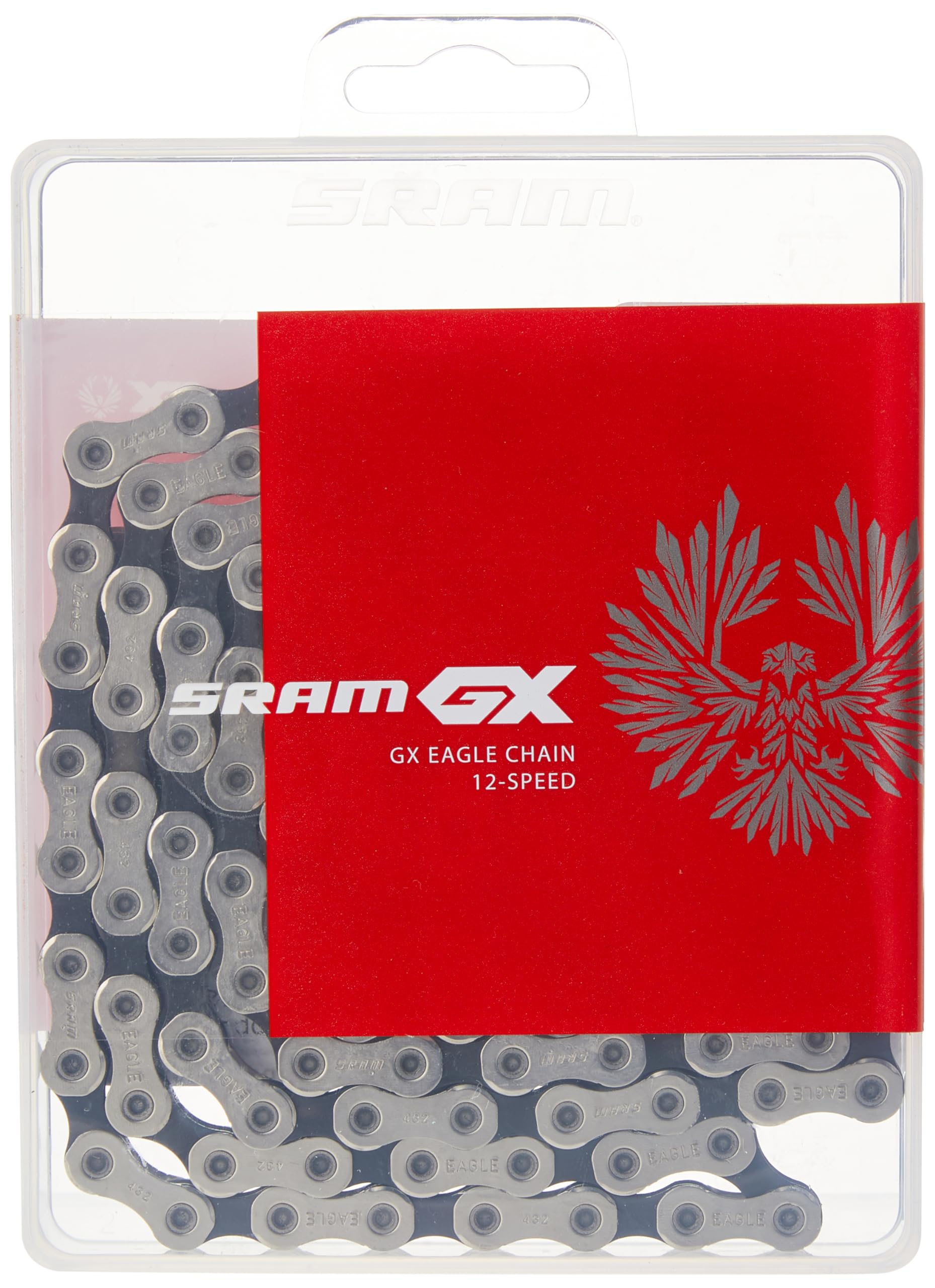 Sram Gx Eagle Hollow Pin 12-Speed Chain 126 Links With Powerlock, Silvergray