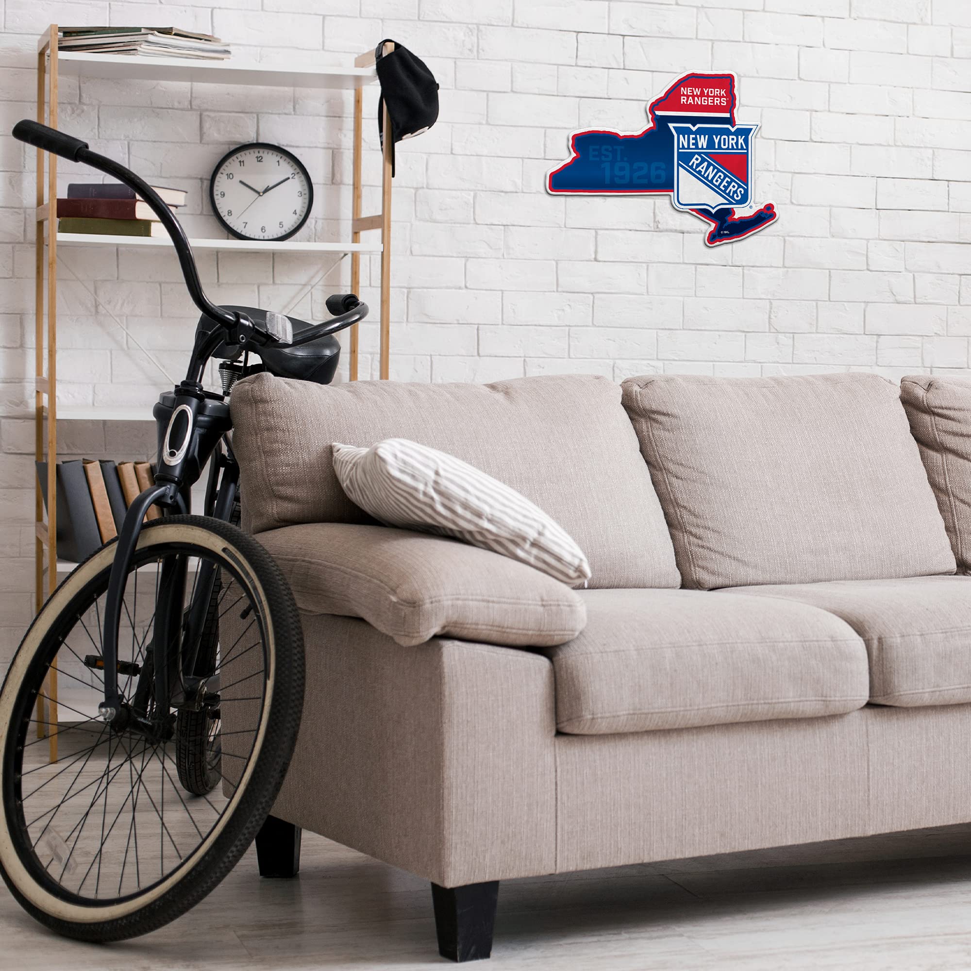 Rico Industries Nhl New York Rangers State Shape Shape Cut Pennant - Home And Living Room D  Cor - Soft Felt Ez To Hang