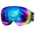 COOLOO Snow/Ski Goggles, Snowboard Goggles for Men Women Youth -OTG, Magnetic Lens Frameless Anti Fog 100% UV Protection