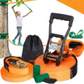 VEVOR Slackline Kit with Training Line, 60 ft Backyard Slack Line Equipment, Easy Setup Tight Rope for Kids Adults, Complete Sla