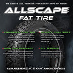 Allscape 20X3 E-Bike Fat Tires, Includes Tubes, Heavy Duty 20 Inch X 3.0 Fat Tyre For E Bikes, Mountain Bikes, All Terrain Tire