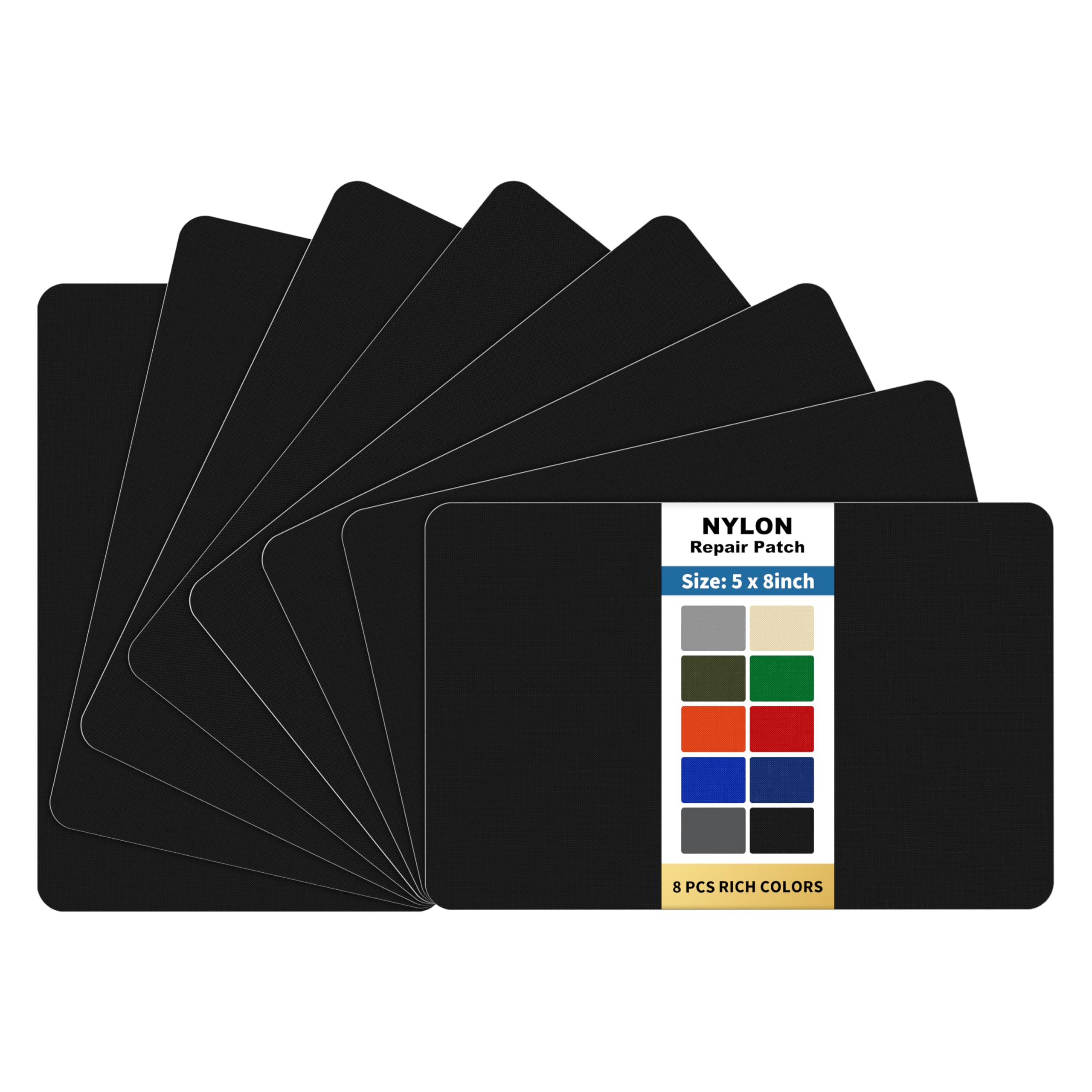 KING MOUNTAIN Self Adhesive Nylon Fabric Repair Patch, 5  8 Inches 8 Pcs, Quick Down Jacket Repair Patch, Waterproof Outdoor Gea