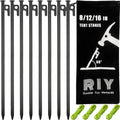 8 Pack Tent Stakes Heavy Duty Metal Tent Pegs For Camping Steel Tent Stakes 16 Inch Unbreakable And Inflexible
