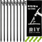 8 Pack Tent Stakes Heavy Duty Metal Tent Pegs For Camping Steel Tent Stakes 16 Inch Unbreakable And Inflexible