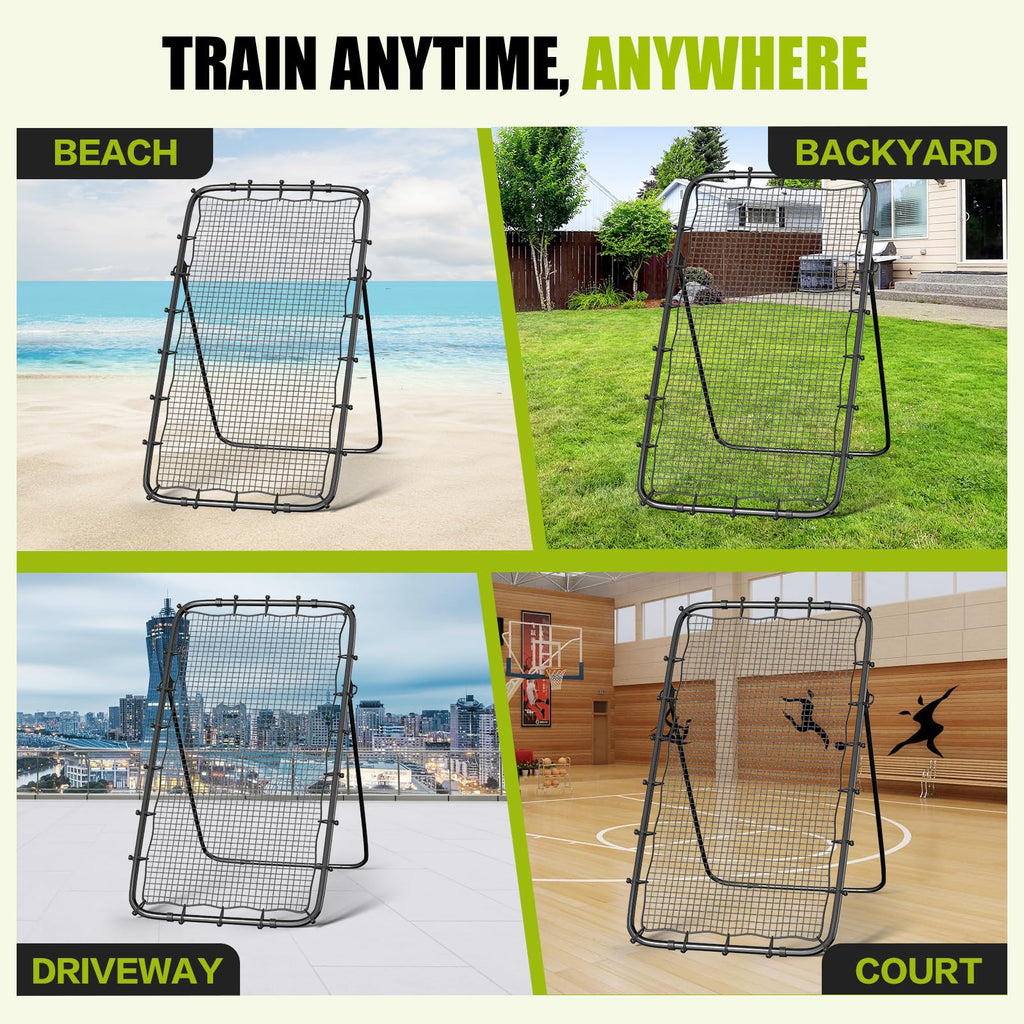 Volleyball Rebounder Net 7x4 Ft with Portable Travel Bag, 5-Angle Adjustable Rebounder Equipment for Practicing Digging, Setting
