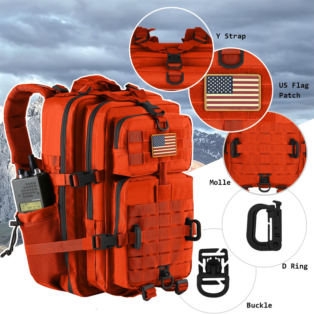 Hannibal Tactical 45L Molle Assault Pack, Tactical Backpack Military Army Camping Rucksack With Bottle Holder, 3-Day Pack Trip W
