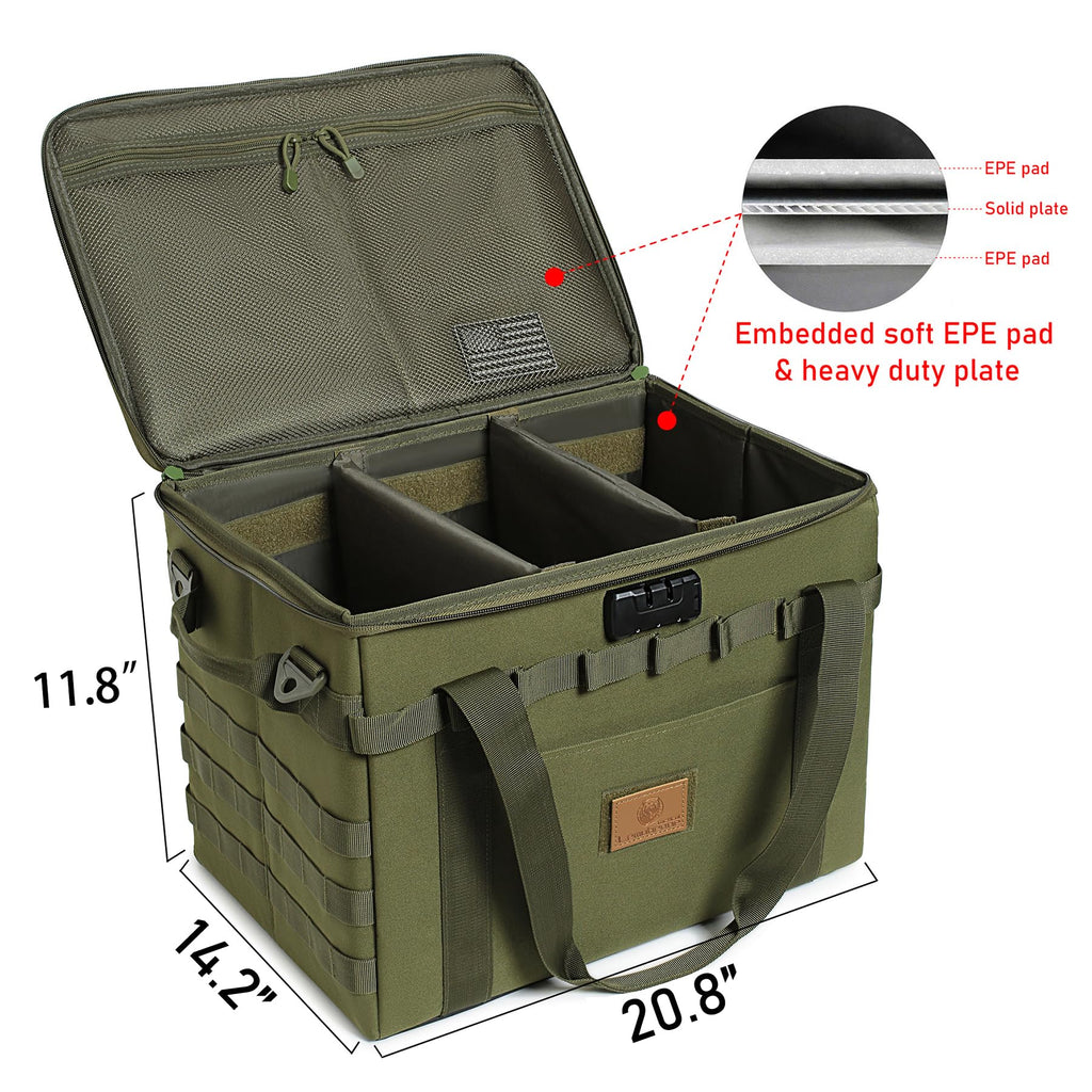 Lemubeane Tactical Camping Storage Bag - 57L Utility Tote Bag Organizer With Combination Lock And Shoulder Straps (Army Green, 5