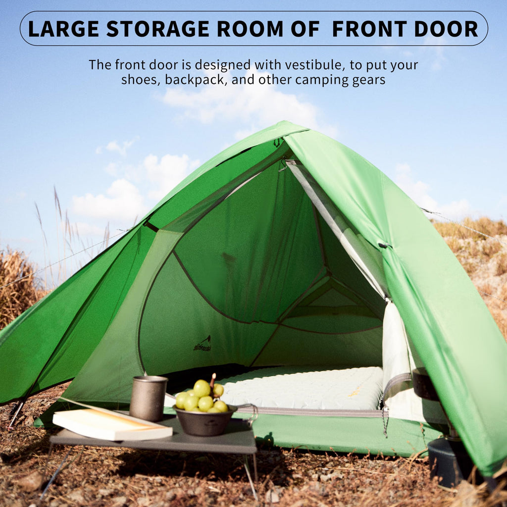 Naturehike Cloud Up Pro Backpacking Tent, Waterproof Lightweight 2 Person Tent For Camping, Double Layer Two Person Tent With Fo