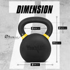 Yes4All Powder Coated Cast Iron Competition Kettlebell With Wide Handles & Flat Bottoms - 32 Kg / 71 Lb