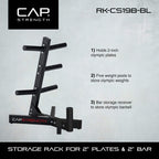 Cap Barbell Olympic Plate Tree Storage Rack For Weights And Bar, Black