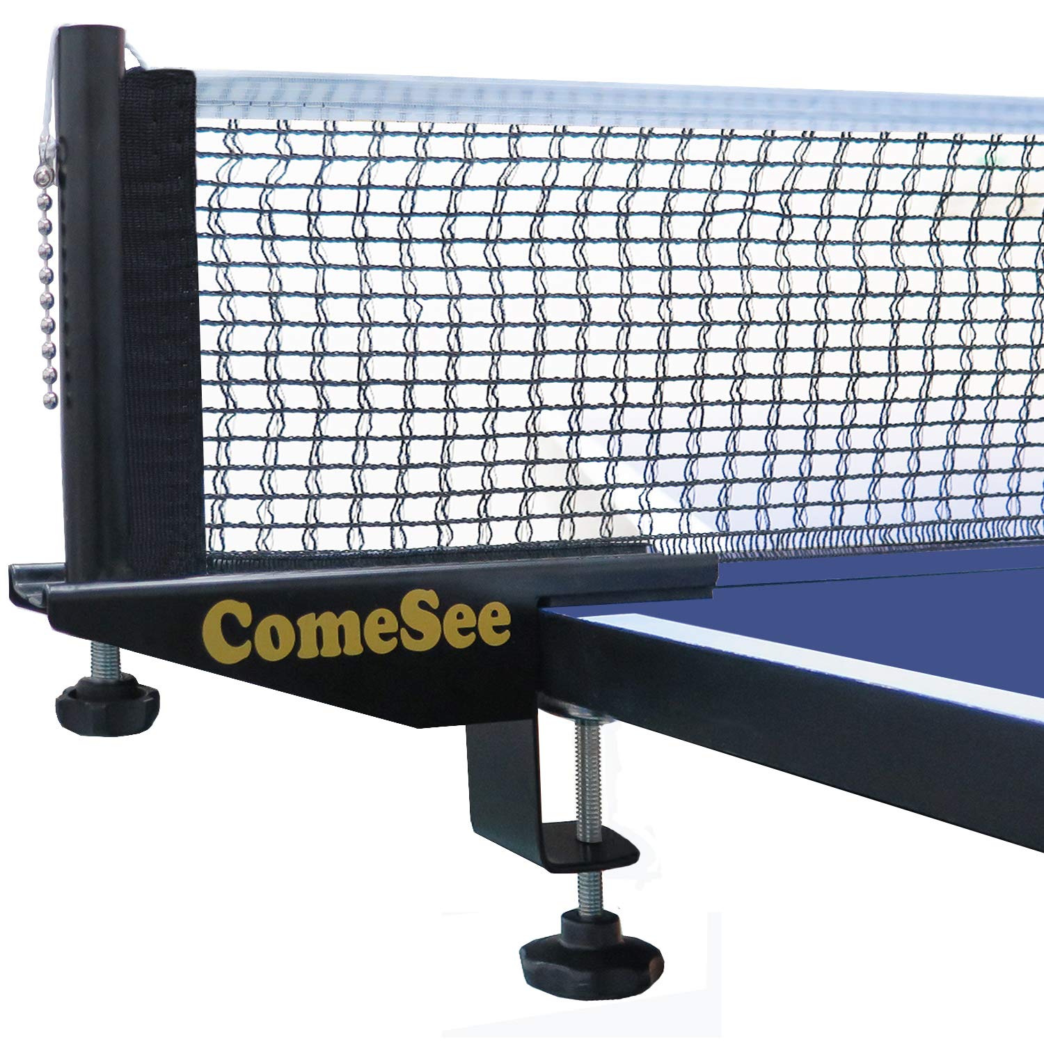 Comesee Professional Table Tennis Ping Pong Net Post Set Strength Screw Clamp With Net Clip Insert, 1.5 Inch Width Grip Holder, 
