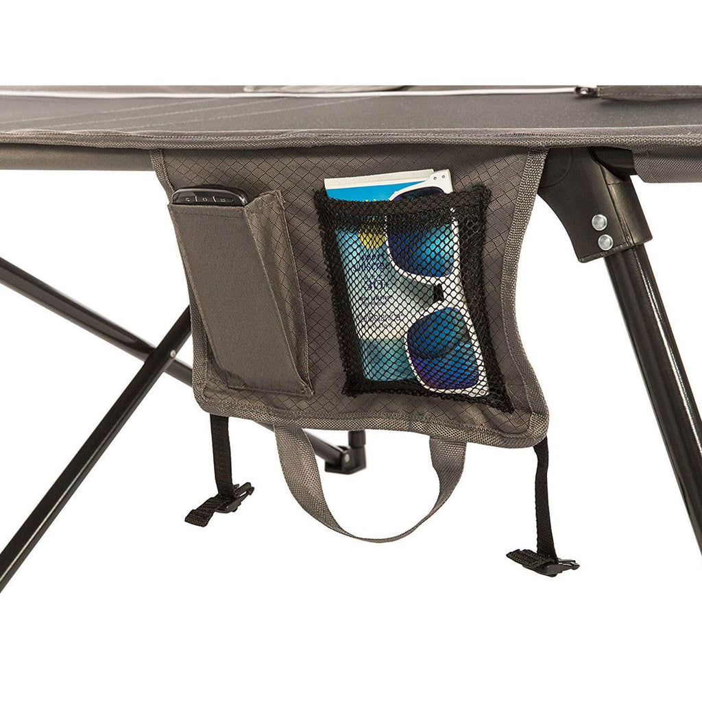 Kamp-Rite Oversized Kwik Cot Quick Setup 1 Person Sleeping Bed With Side Storage Pockets, Storage Hammock And 600D Carry Bag, Bl