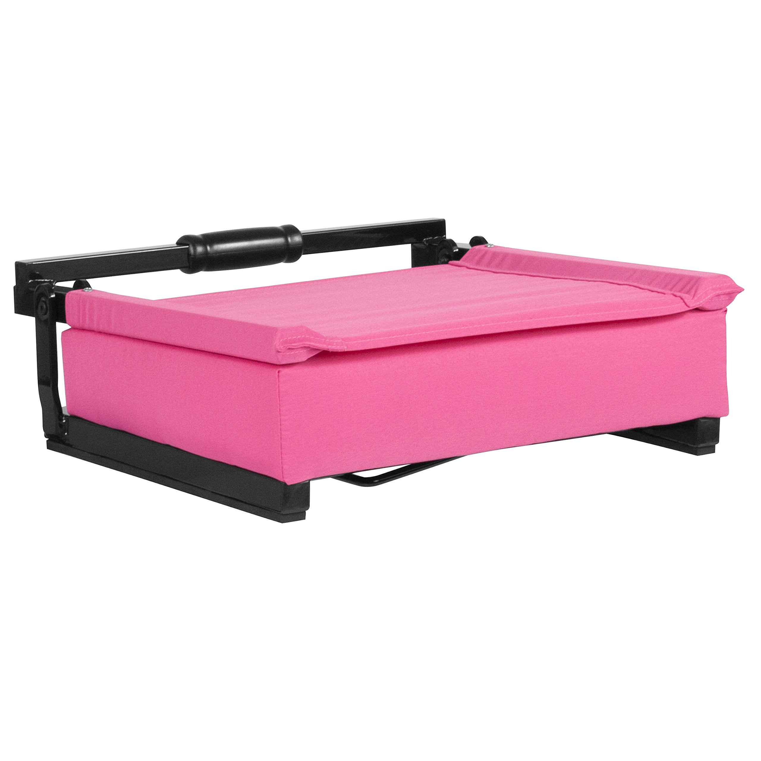 Flash Furniture Grandstand Comfort Seats By Flash - Pink Stadium Chair - 2 Pack 500 Lb Rated Folding Chair - Carry Handle - Ultr