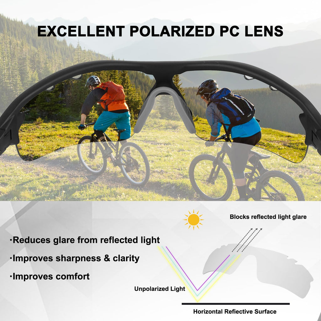 Polarized Sports Sunglasses For Men Women With 5 Interchangeable Lenes For Cycling Sunglasses Running Baseball Golf Softball Dri