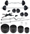 Kore Pvc 60 Kg Home Gym Set With One 4 Ft Plain + One 3 Ft Curl Rod And One Pair Dumbbell Rods Multicolor