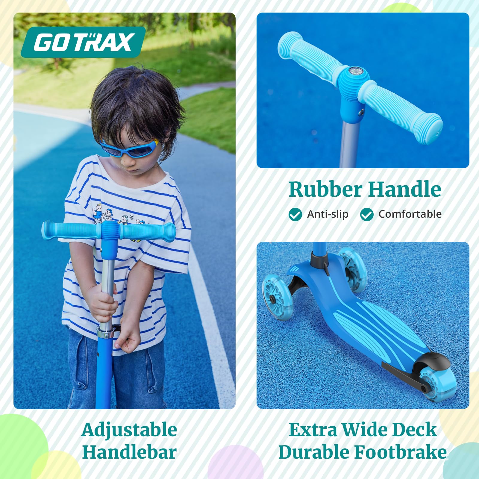 Gotrax KS3 Kids Kick Scooter, LED Lighted Wheels, Adjustable Height Handlebars and Removable Seat, Lean-to-Steer & Widen Anti-Sl
