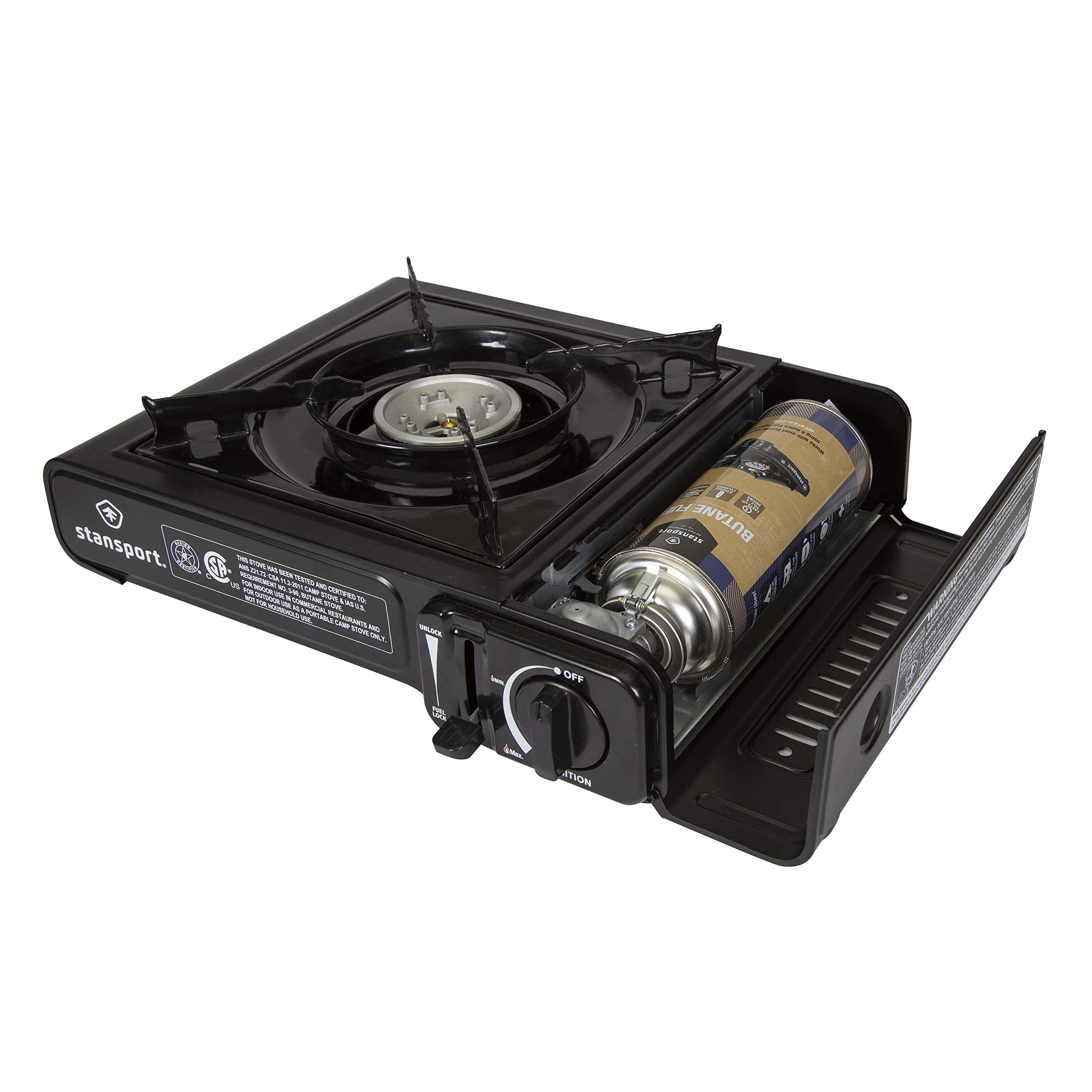 Stansport Portable Outdoor Butane Stove, Black, 13.38'' L X 10.82'' W X 4.33'' H