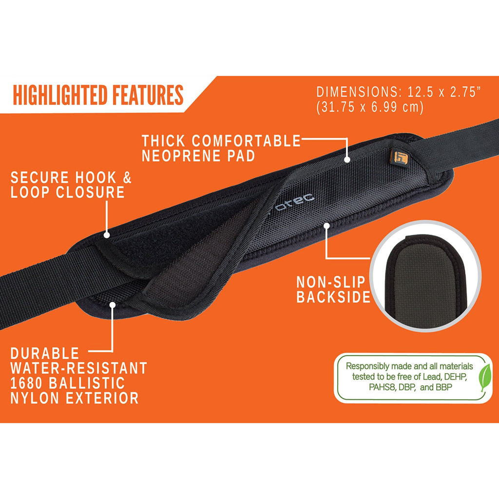 Pro Tec Deluxe Neoprene Non-Slip Shoulder Strap Pad, Fits Straps Up To 2 Inches Wide (Model Shpad12), Black, One Size