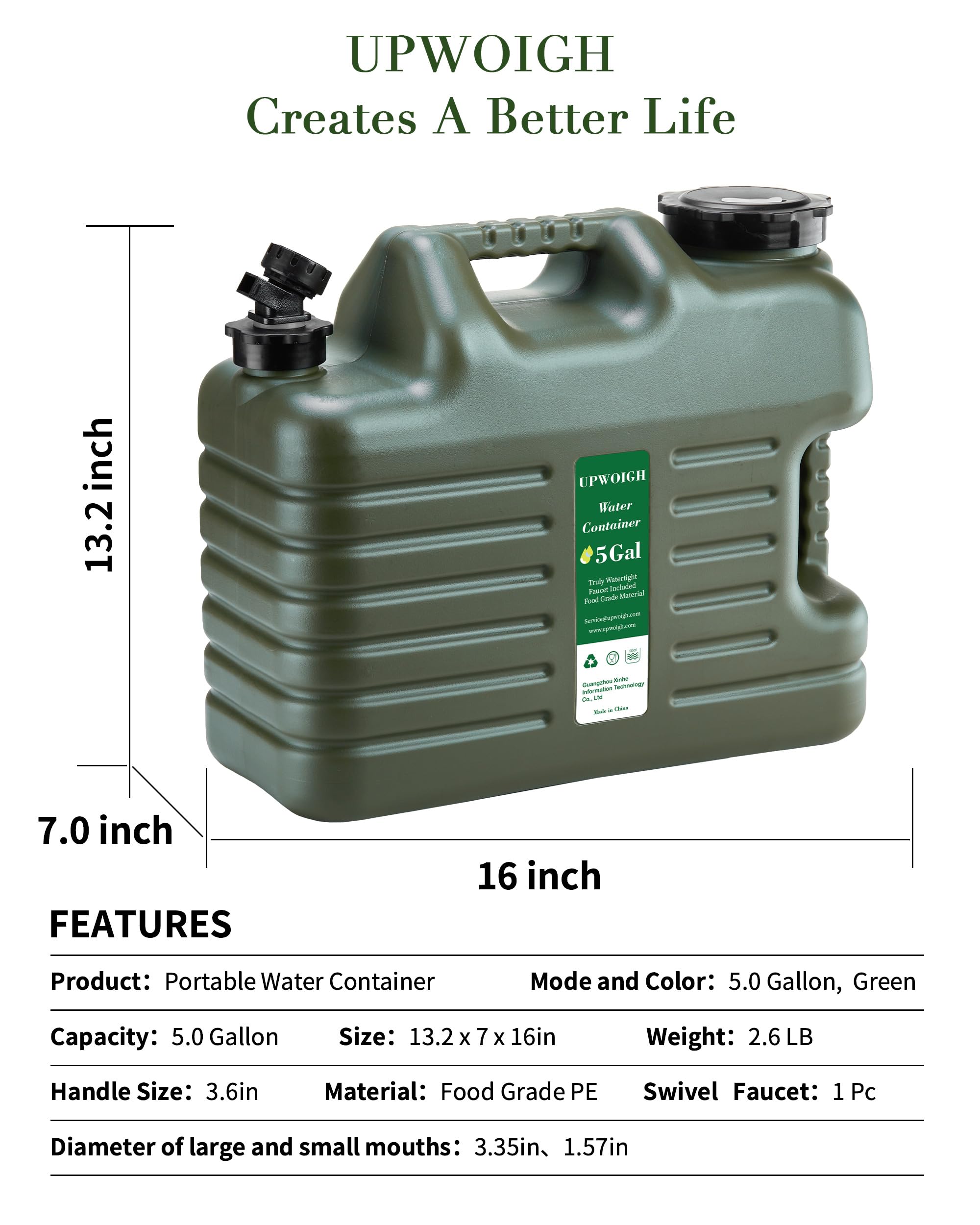 5 Gallon Water Jug And 2.6Gal Collapsible Water Bag Set Of 2,Thickened Water Storage Overlanding Gear Containers, Camping Essent