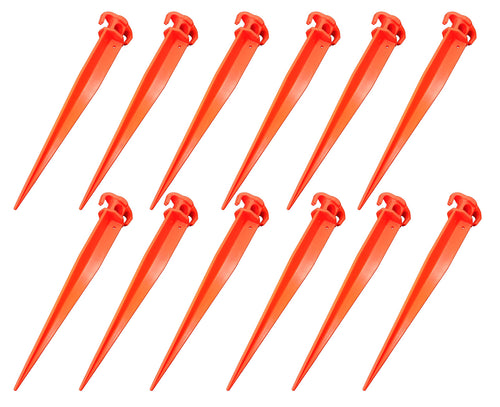 16'' 12 Pcs Tent Pegs Garden Stakes Durable And Strong Plastic Tent Stakes For Beach Mat, Camping, Hiking, Garden, Landscape Sta