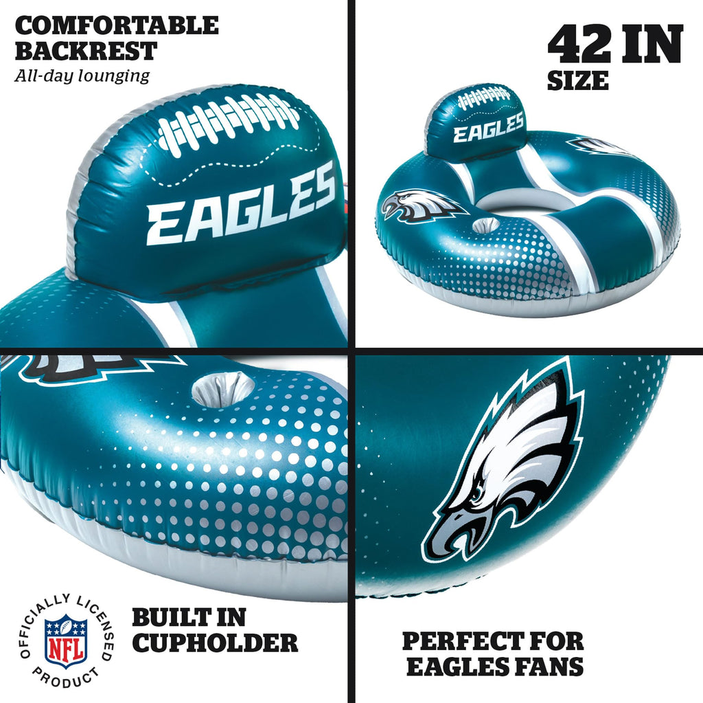 BigMouth Philadelphia Eagles 42    Inflatable Pool Floats Officially Licensed NFL Fan Gear Merchandise Back Support Inner Tube f