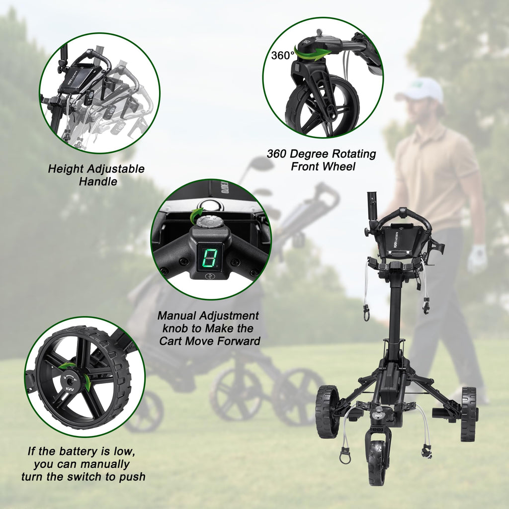 Kvv Electric Golf Push Cart With Remote Control, Smallest Folding Size, Suitable For All Terrains, Lightweight And Super Compact
