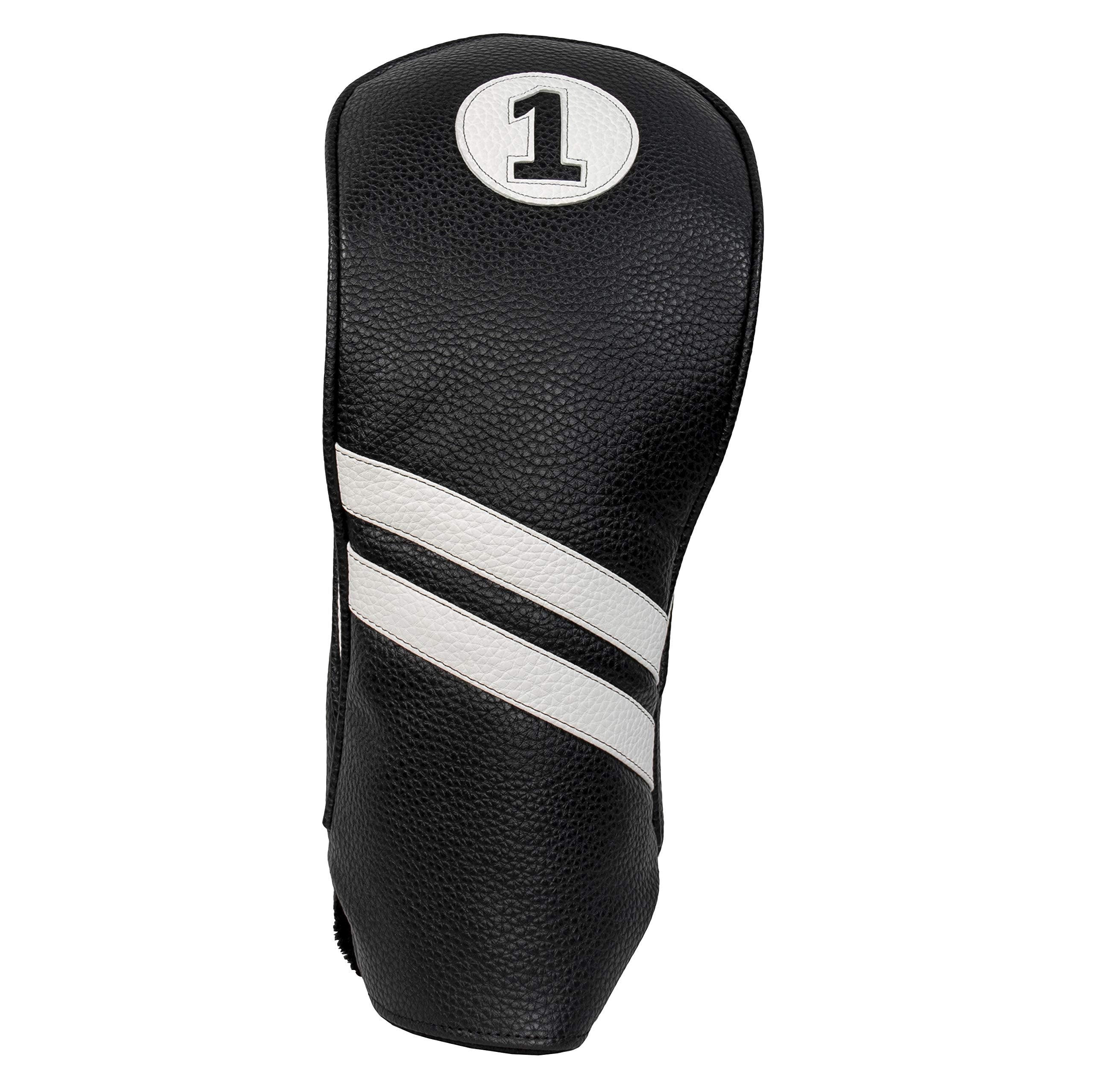 Proactive Sports Vintage Golf Club Head Covers For Driver | 1 Headcover For Up To 460Cc | Classic Leather Look | Black/White