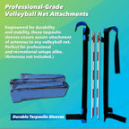 Boardee Foldable Volleyball Antenna Set - Durable Tarpaulin Hook-And-Loop Sleeves With Collapsible Fiberglass Antennas - Indoor