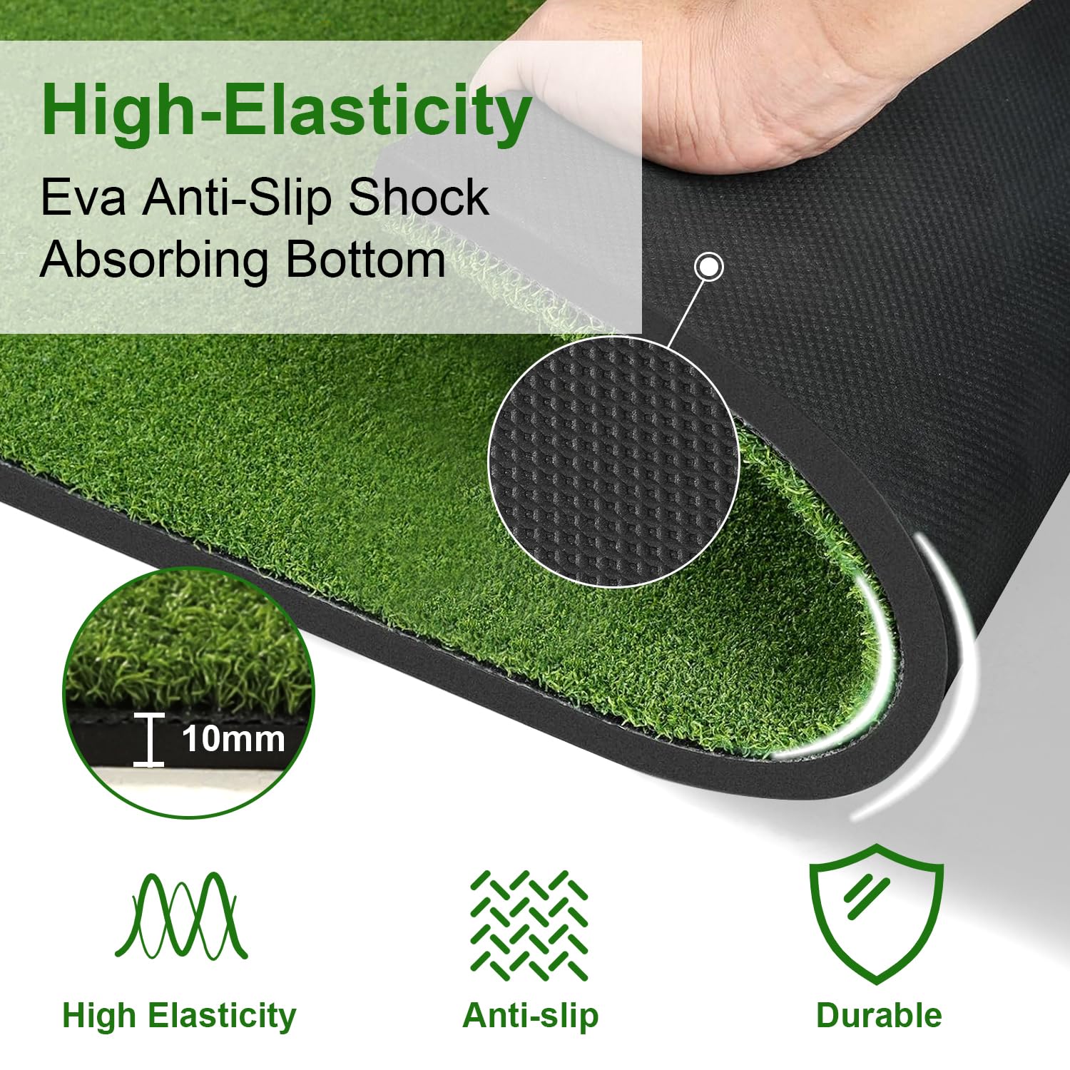 5X4Ft Golf Mat With Ball Tray, Thickened Dual-Turf Golf Hitting Mat With Alignment Lines For Indoor & Outdoor Use, Golf Practice
