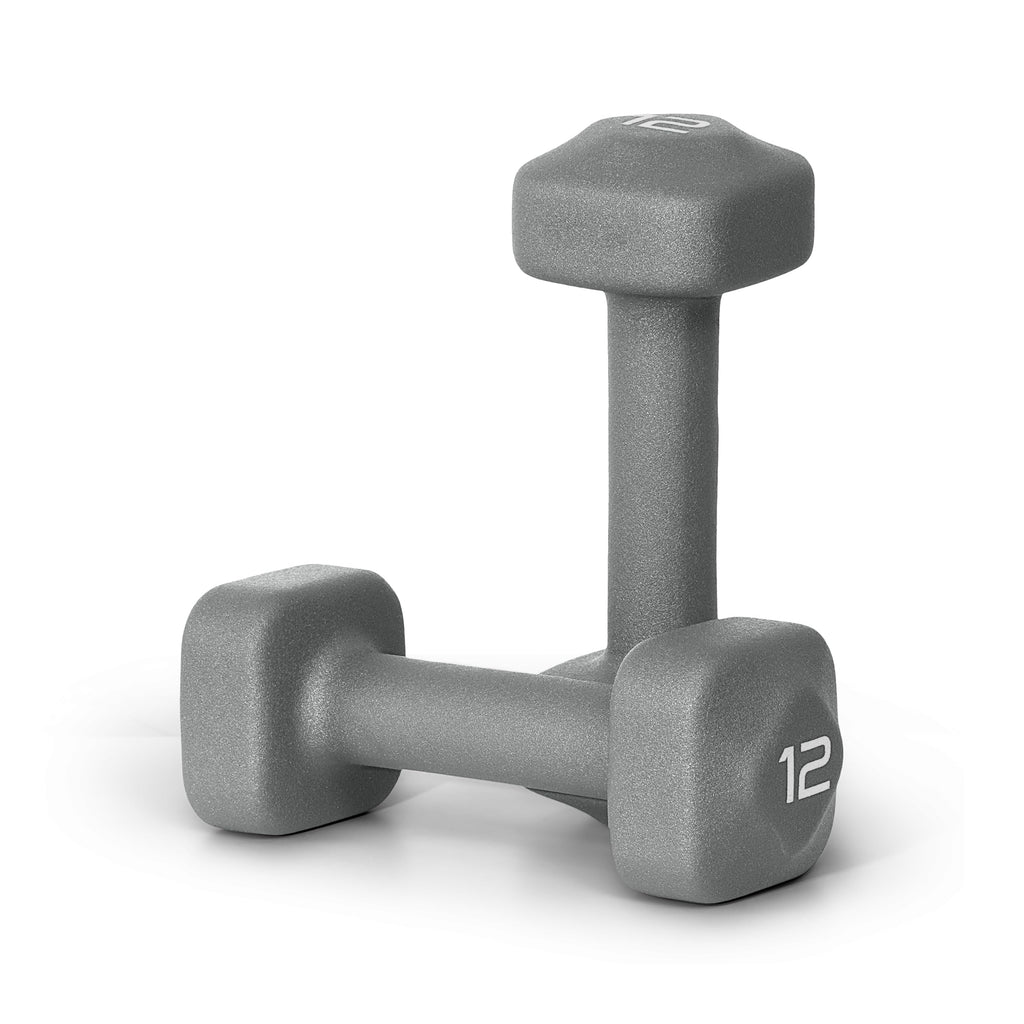 Tone Fitness 12 lb Neoprene Dumbbell Pair for Home Workouts - Non-Slip Design - Gray