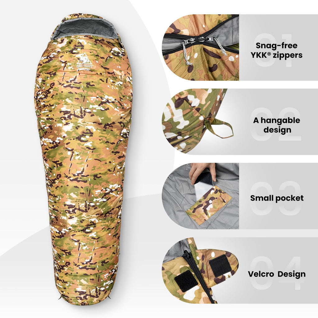 Onetigris Sleeping Bag, Survival Gear, 32?F Cold Weather Mummy Sleeping Bag For Camping Hiking Backpacking