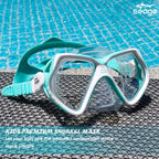 Seago Kids Swim Goggles With Nose Cover Snorkel Mask Scuba Diving Swim Mask Anti-Fog Tempered Glass, Panoramic Clear View Silico