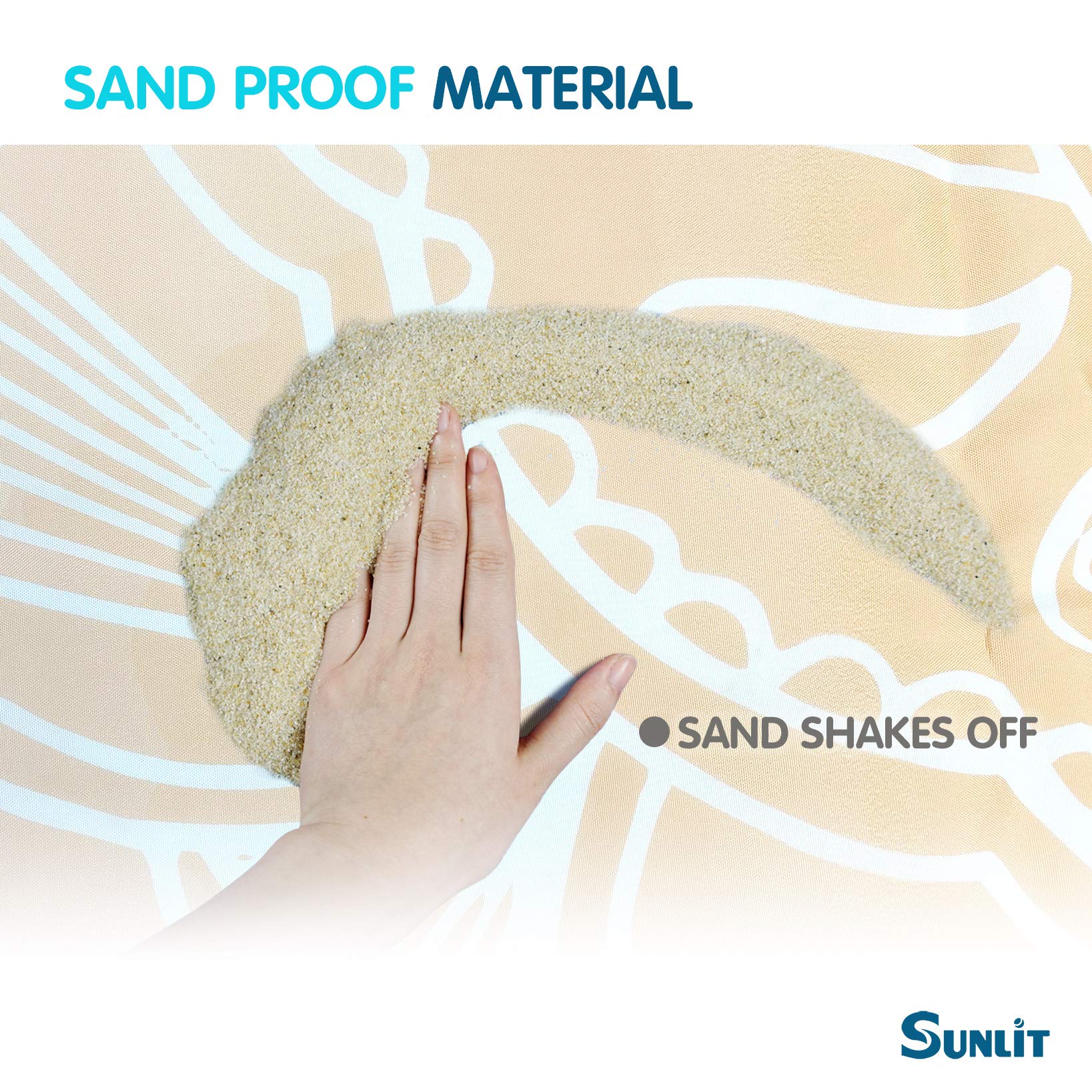 Sunlit Silky Soft 106X81 Boho Sand Proof Beach Blanket Sand Proof Mat With Corner Pockets And Mesh Bag For Beach Party, Travel,