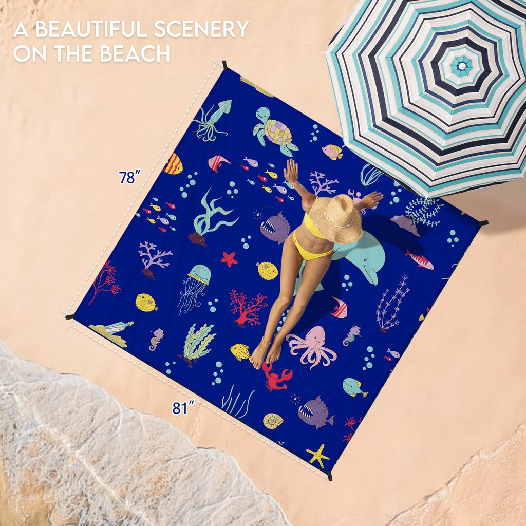 Bydoll Beach Blanket Waterproof Sandproof 78''  81'' 1-5 Adults Oversized Lightweight Large Picnic Mat Waterproof Sandproof Blan