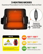 Sportneer Heated Stadium Seats with Back Support: 6 Adjustable Angles Extra Wide Bleacher Seat with Dual Heating Zones - 2.5 Pad