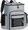 Hulongo Large 52cans Waterproof Insulated Cooler Backpack for Men & Women, Leak Proof Backpack Cooler, Soft, 8Gal (Grey)