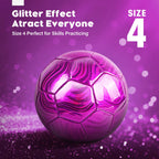 Size 4 Soccer Ball Glitter - Kids Aged 4-6 6-8 8-12 Outdoors Sports Training Ball Recreation Playing Ball Teens Girls Children Y