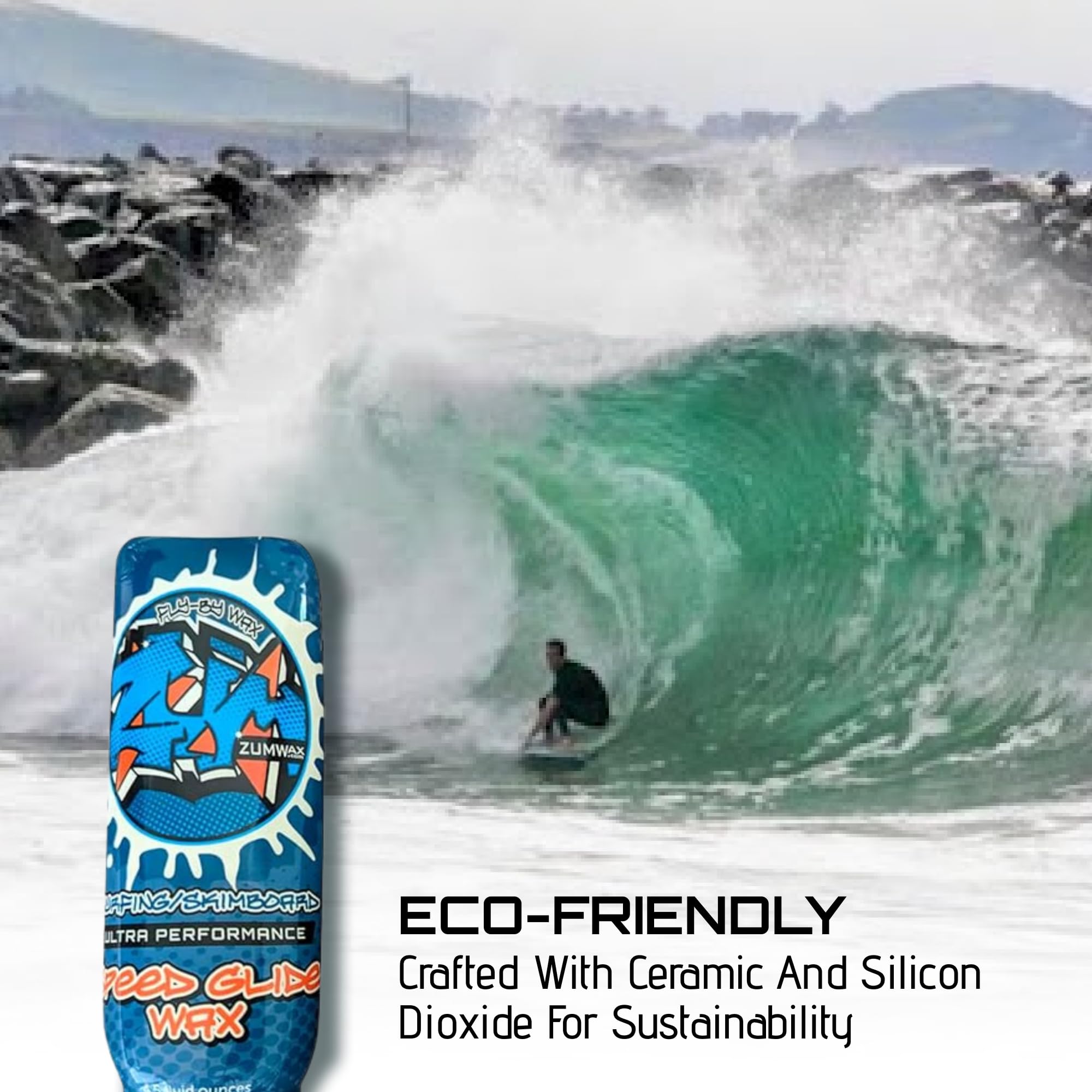 Zumwax Surfing And Skimboard Ultra Performance Speed Wax - Nano Technology High Fluoro Rub On Paste - All Temperature!!! The Fas