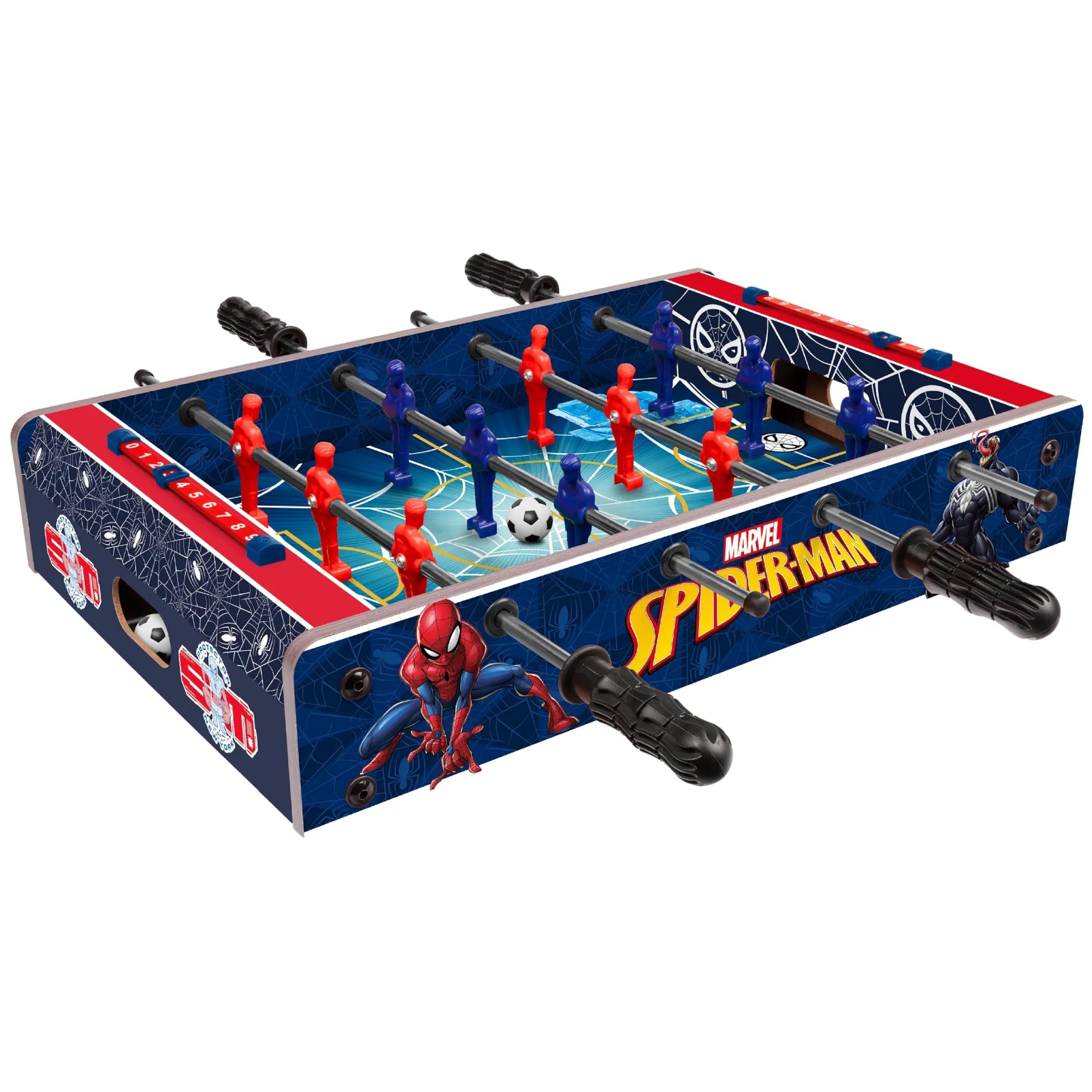Marvel Spider-Man Foosball Table for Kids - Tabletop Soccer Game with Rod Handles, Ball & Players - Officially Licensed Spiderma