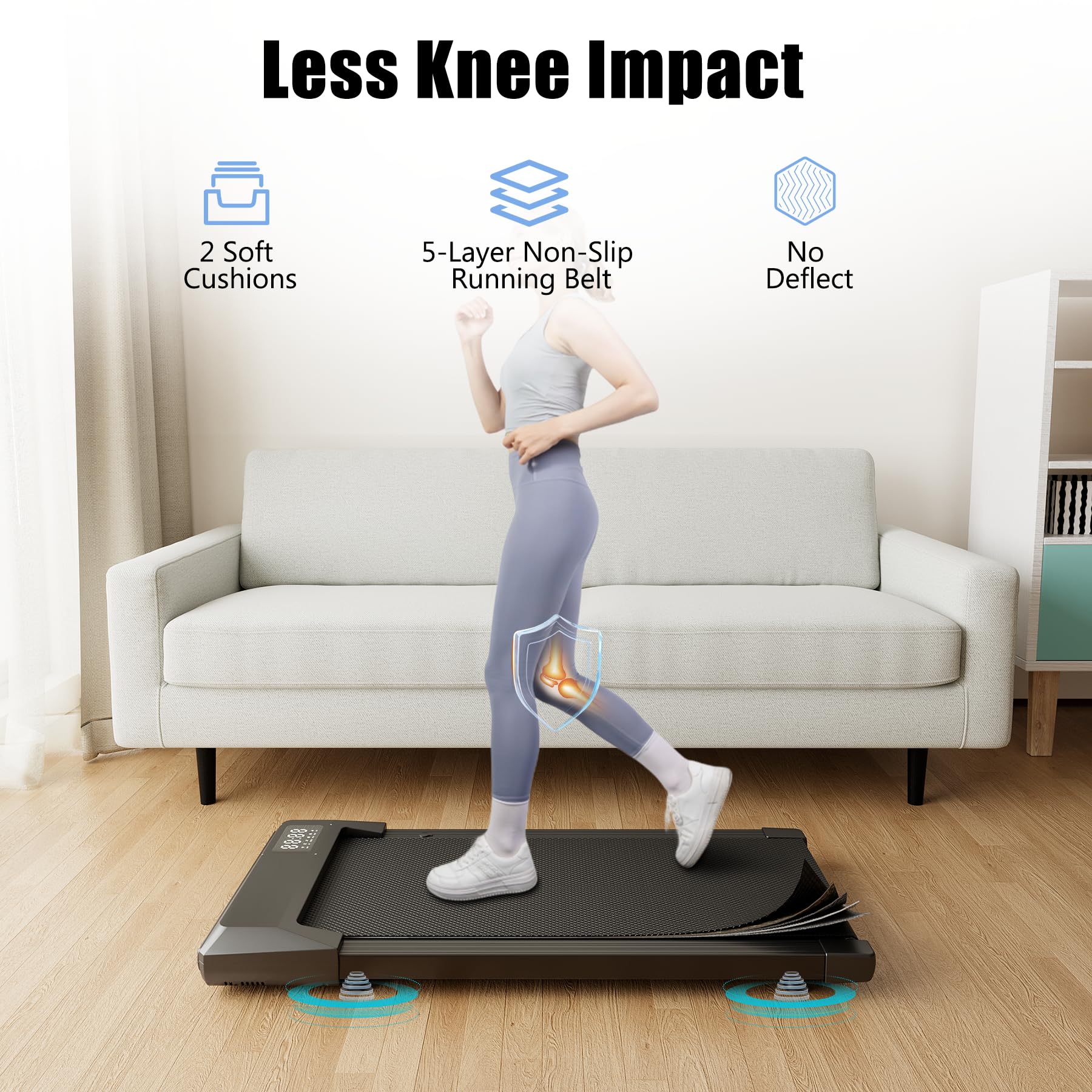 Superun Walking Pad For Home Office, 3 In 1 Under Desk Treadmill With Double Shock Absorption, Walking Treadmill Pad With Smart