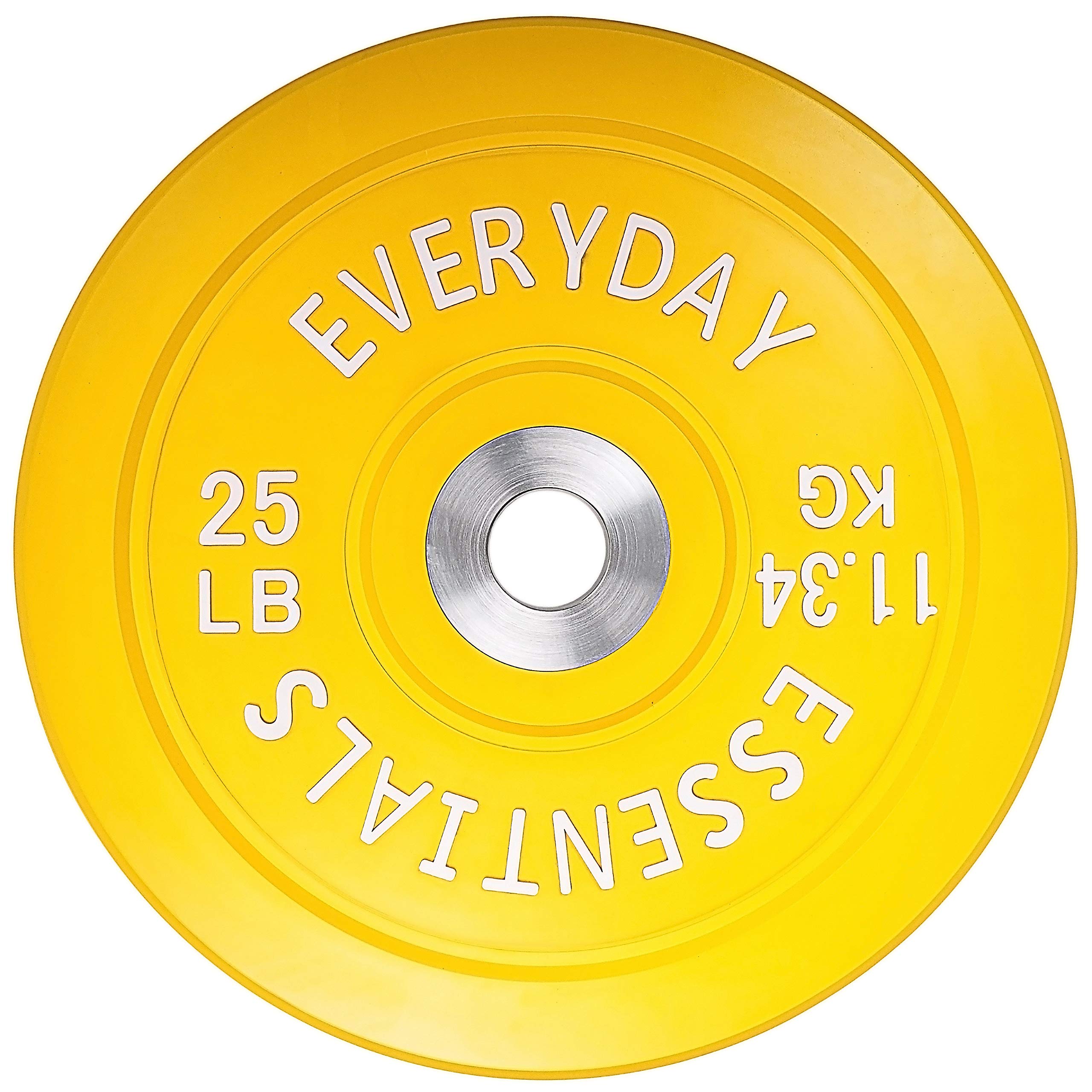 Balancefrom Color Coded Olympic Bumper Plate Weight Plate With Steel Hub, 25Lb Pair