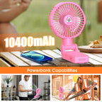 Ronyila Magnetic Cruise Fan,Magnetic Golf Cart Fan, 10400Mah Worksite Golf Cart Fans 180Rotation,Lantern