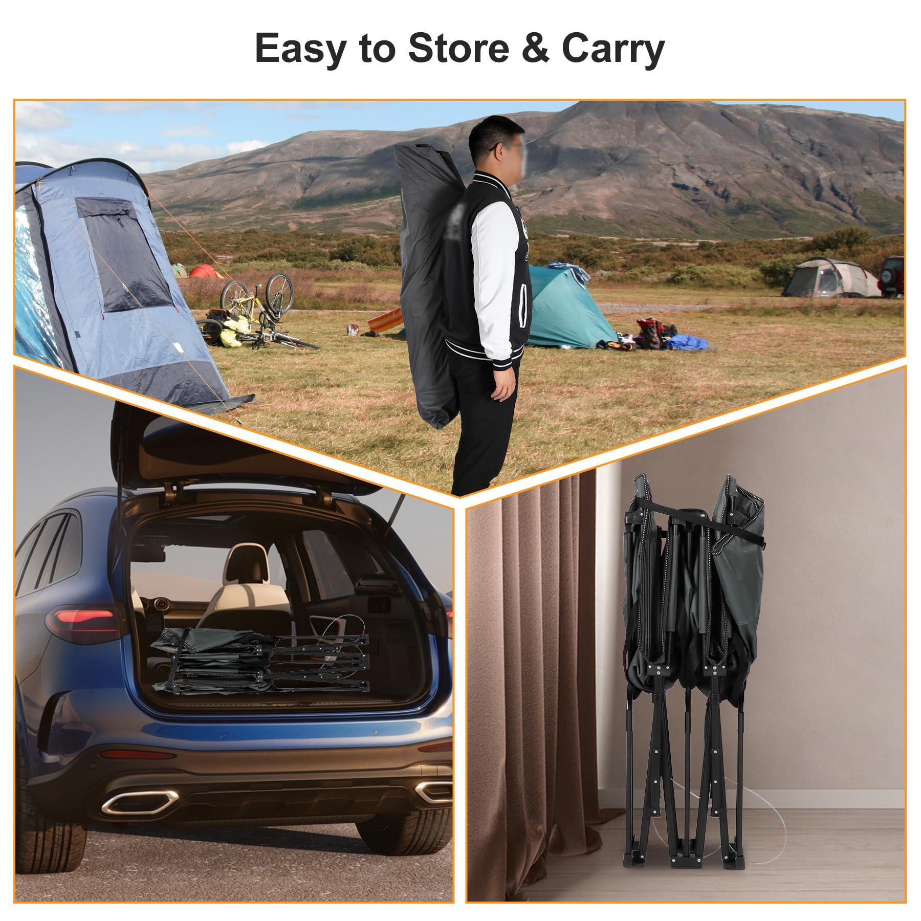 Redcamp Padded Camping Cots For Adults 500Lbs, Portable Folding Sleeping Cot With Mattress Pad, Heavy Duty Thick Frame For Outdo